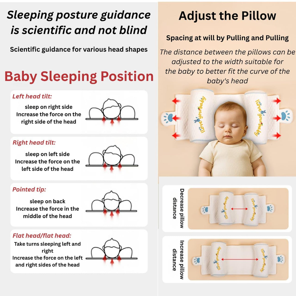 Baby Head Shaping Pillow – Breathable Cotton Support Pillow for Comfortable Newborn Sleep
