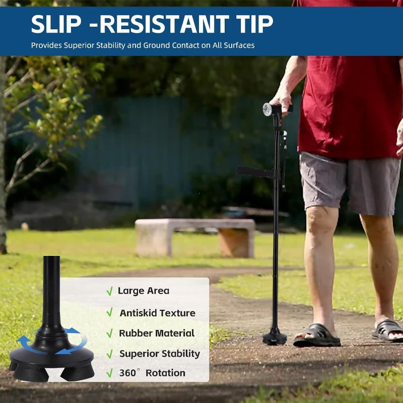 Collapsible Dual-Grip Walking Cane – Lightweight, Portable Support for Everyday Mobility