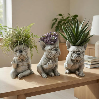 Funny Grumpy Dog Planter – Adorable Dog Face Flower Pot for Home & Garden Decor