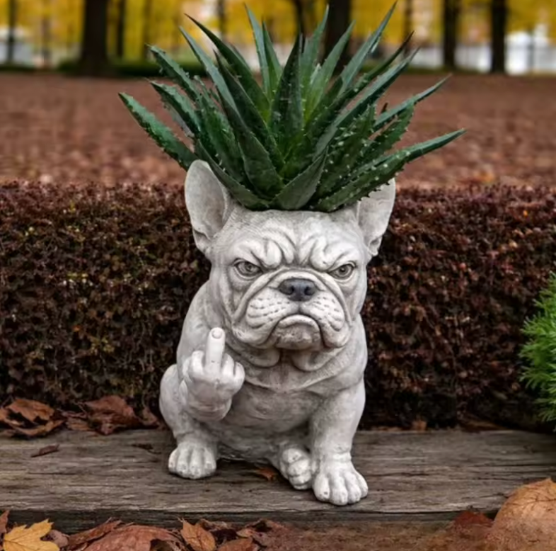 Funny Grumpy Dog Planter – Adorable Dog Face Flower Pot for Home & Garden Decor