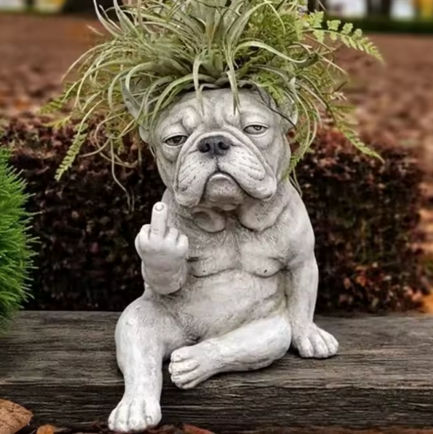 Funny Grumpy Dog Planter – Adorable Dog Face Flower Pot for Home & Garden Decor