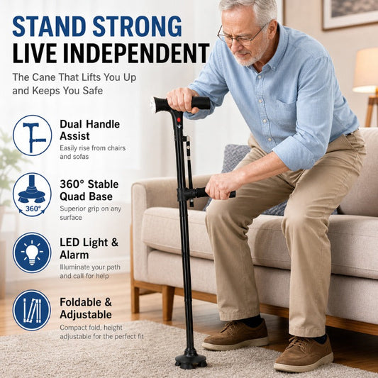 Collapsible Dual-Grip Walking Cane – Lightweight, Portable Support for Everyday Mobility