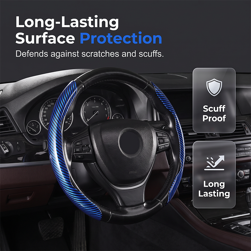 Segmented Carbon Fiber Steering Wheel Cover – Premium Sport Style Interior Upgrade for Your Car