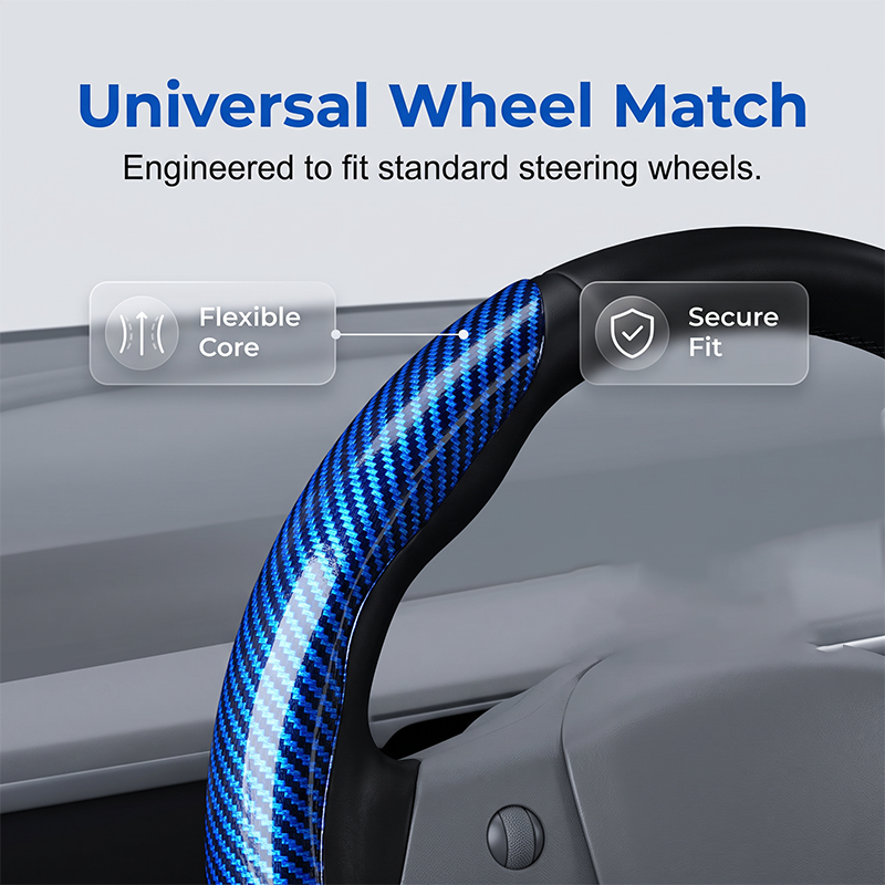Segmented Carbon Fiber Steering Wheel Cover – Premium Sport Style Interior Upgrade for Your Car