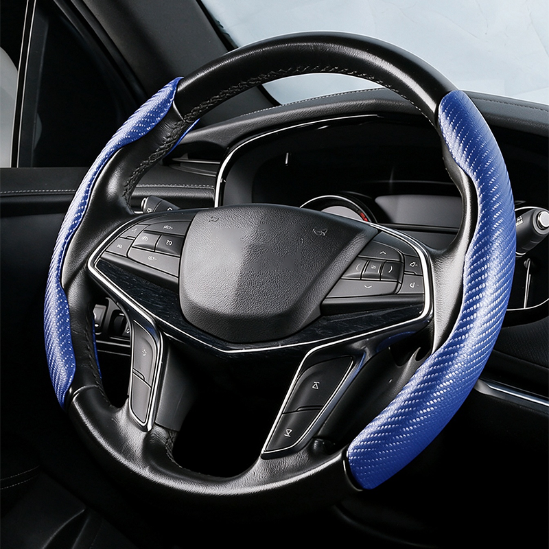 Segmented Carbon Fiber Steering Wheel Cover – Premium Sport Style Interior Upgrade for Your Car