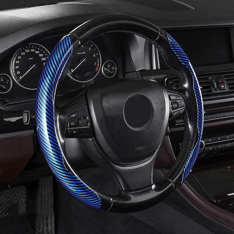 Segmented Carbon Fiber Steering Wheel Cover – Premium Sport Style Interior Upgrade for Your Car