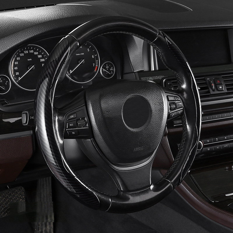 Segmented Carbon Fiber Steering Wheel Cover – Premium Sport Style Interior Upgrade for Your Car