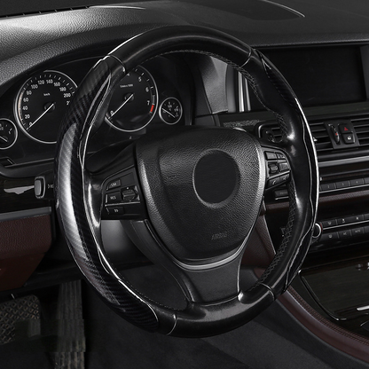 Segmented Carbon Fiber Steering Wheel Cover – Premium Sport Style Interior Upgrade for Your Car