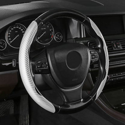 Segmented Carbon Fiber Steering Wheel Cover – Premium Sport Style Interior Upgrade for Your Car