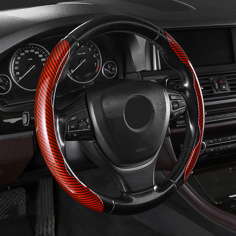 Segmented Carbon Fiber Steering Wheel Cover – Premium Sport Style Interior Upgrade for Your Car