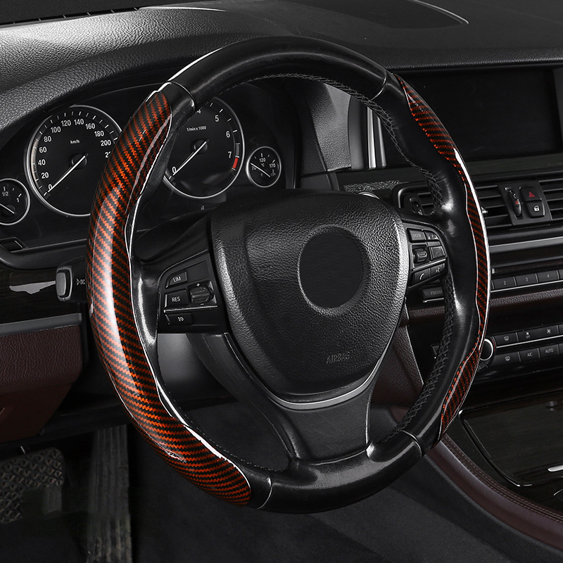 Segmented Carbon Fiber Steering Wheel Cover – Premium Sport Style Interior Upgrade for Your Car