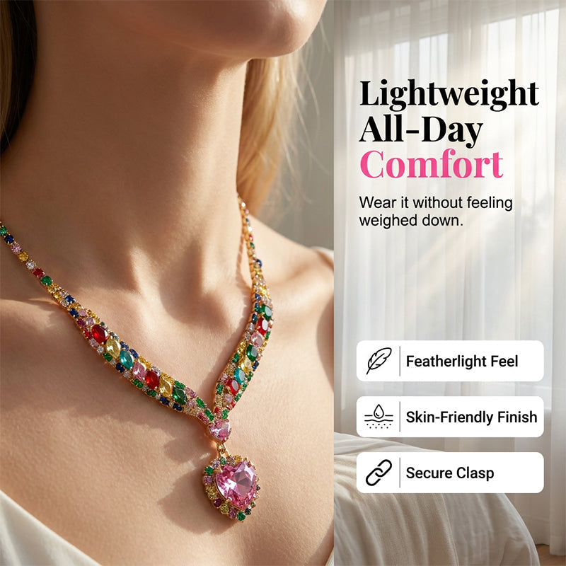 Sparkling Heart Necklace & Earring Set