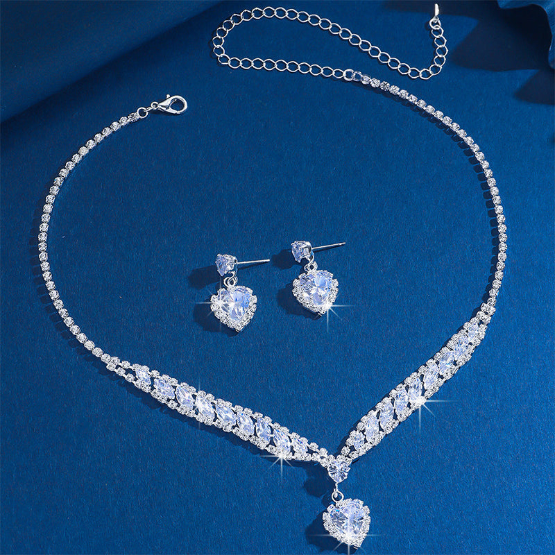 Sparkling Heart Necklace & Earring Set
