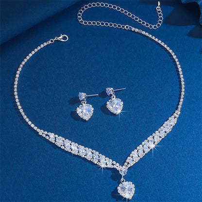 Sparkling Heart Necklace & Earring Set