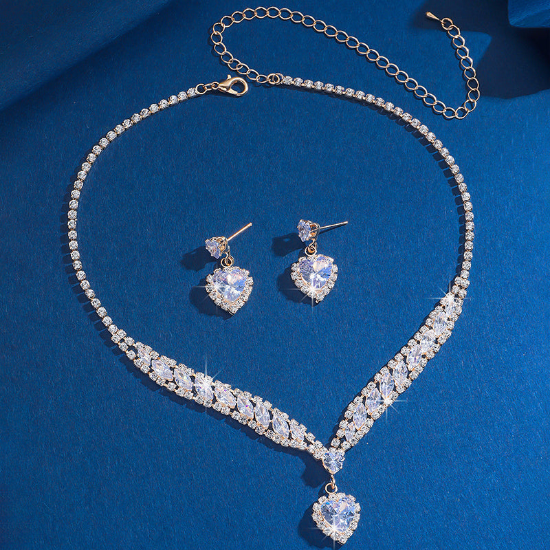 Sparkling Heart Necklace & Earring Set
