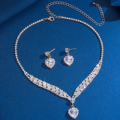 Sparkling Heart Necklace & Earring Set