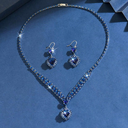Sparkling Heart Necklace & Earring Set